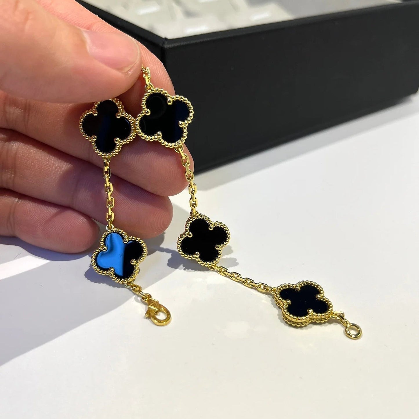 [Rosla Jewelry]CLOVER  5 MOTIFS BLACK ONYX BRACELET