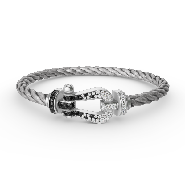 [Rosla Jewelry]FORCE LARGE HORSESHOE BLACK WHITE DIAMOND BRACELET SILVER