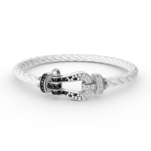 [Rosla Jewelry]FORCE LARGE HORSESHOE BLACK WHITE DIAMOND BRACELET SILVER