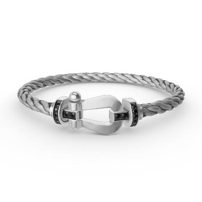 [Rosla Jewelry]FORCE LARGE HORSESHOE BLACK DIAMOND BRACELET SILVER