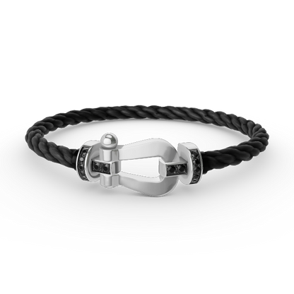 [Rosla Jewelry]FORCE LARGE HORSESHOE BLACK DIAMOND BRACELET SILVER