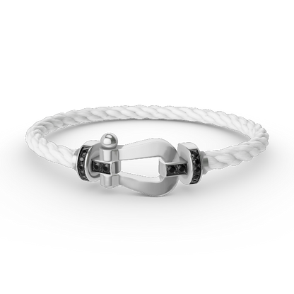 [Rosla Jewelry]FORCE LARGE HORSESHOE BLACK DIAMOND BRACELET SILVER