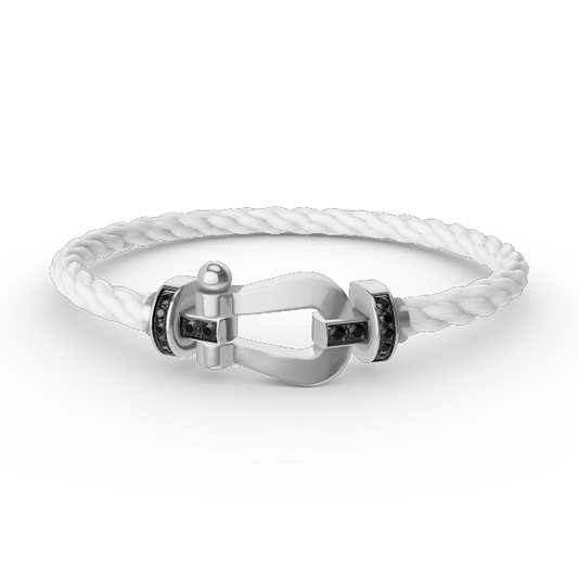 [Rosla Jewelry]FORCE LARGE HORSESHOE BLACK DIAMOND BRACELET SILVER