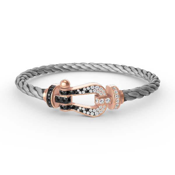 [Rosla Jewelry]FORCE LARGE HORSESHOE BLACK WHITE DIAMOND BRACELET ROSE GOLD