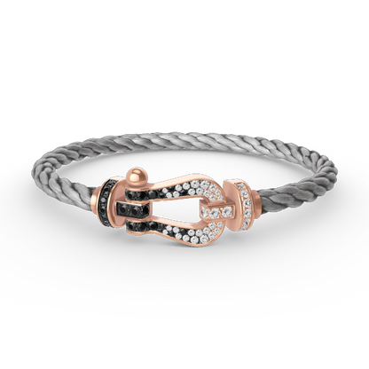 [Rosla Jewelry]FORCE LARGE HORSESHOE BLACK WHITE DIAMOND BRACELET ROSE GOLD