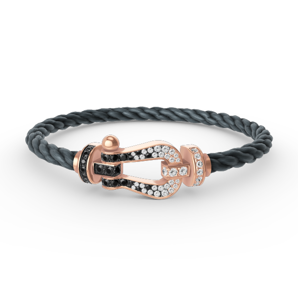 [Rosla Jewelry]FORCE LARGE HORSESHOE BLACK WHITE DIAMOND BRACELET ROSE GOLD