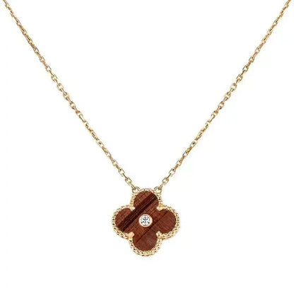 [Rosla Jewelry]CLOVER 15MM DIAMOND AND YELLOW TIGER'S EYE AGATE necklace