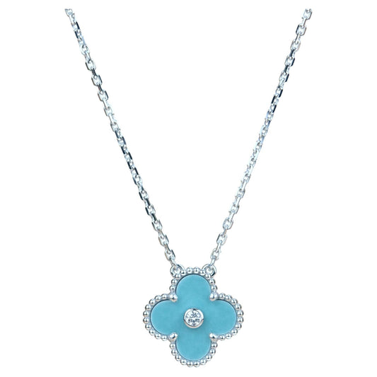 [Rosla Jewelry]CLOVER 15MM DIAMOND SVRES PORCELAIN  NECKLACE SILVER