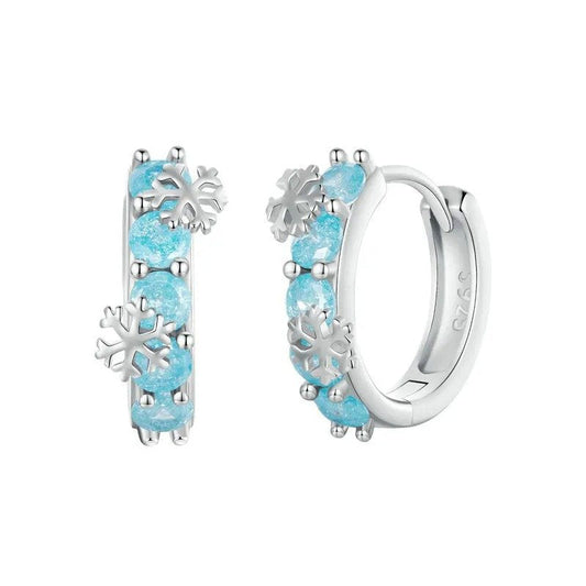 Huggie Earrings Ice Flower Zirconia Platinum Plated Hoop Earrings