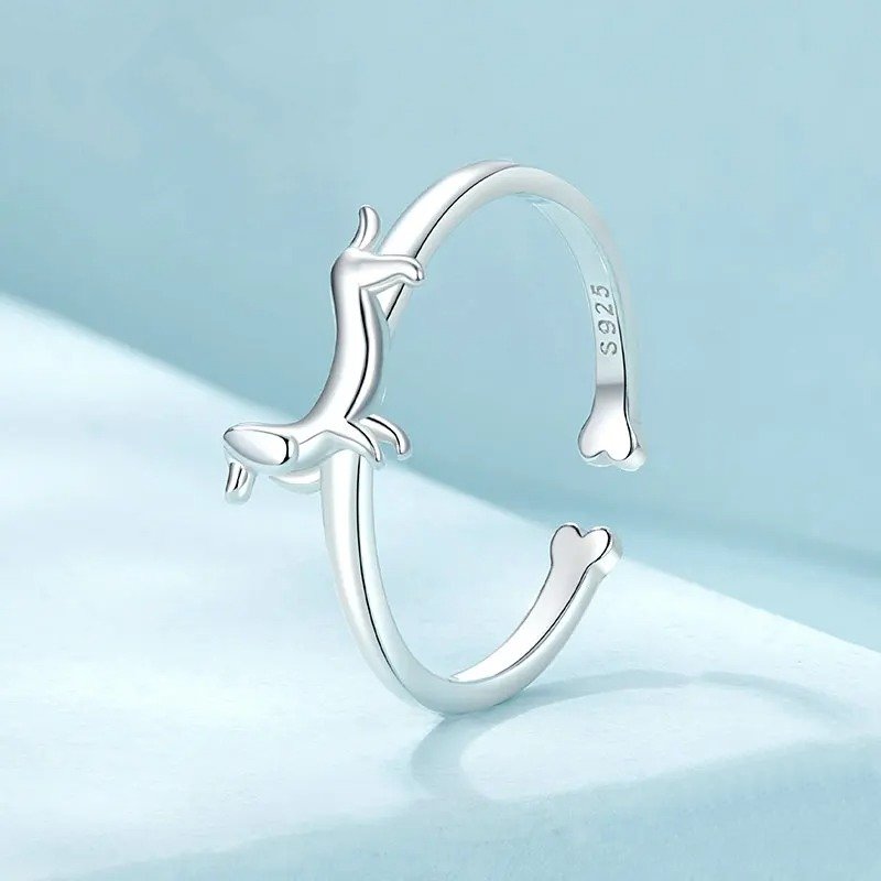 Lovely Pet Dog Open Ring Statement Ring