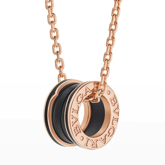 [Rosla Jewelry]ZERO 1 BLACK CERAMIC PINK GOLD NECKLACE