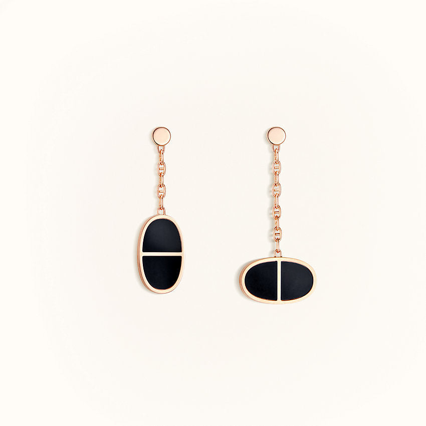 [Rosla Jewelry]CHAINE VERSO BLACK CERAMIC EARRINGS