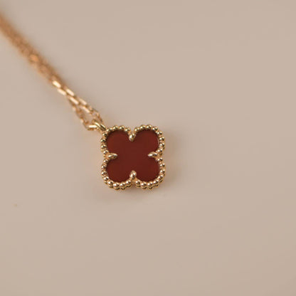 [Rosla Jewelry]CLOVER MINI 9.5MM WHITE CARNELIANS NECKLACE