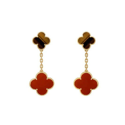 [Rosla Jewelry]CLOVER  2 MOTIF  TIGER EYE CARNELIAN EARRINGS