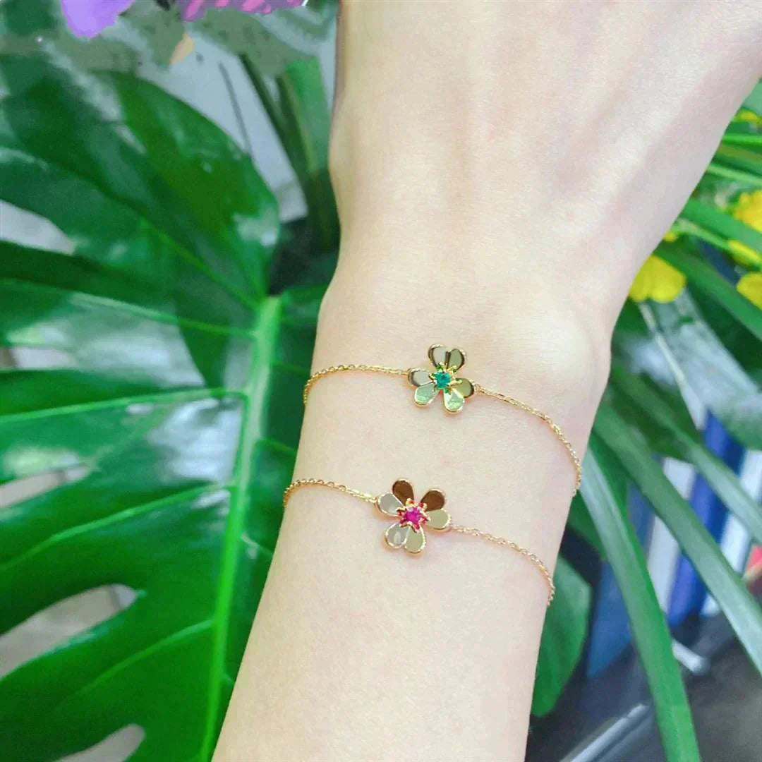 [Rosla Jewelry]FRIVOLE GOLD FLOWER PINK MALACHITE BRACELET