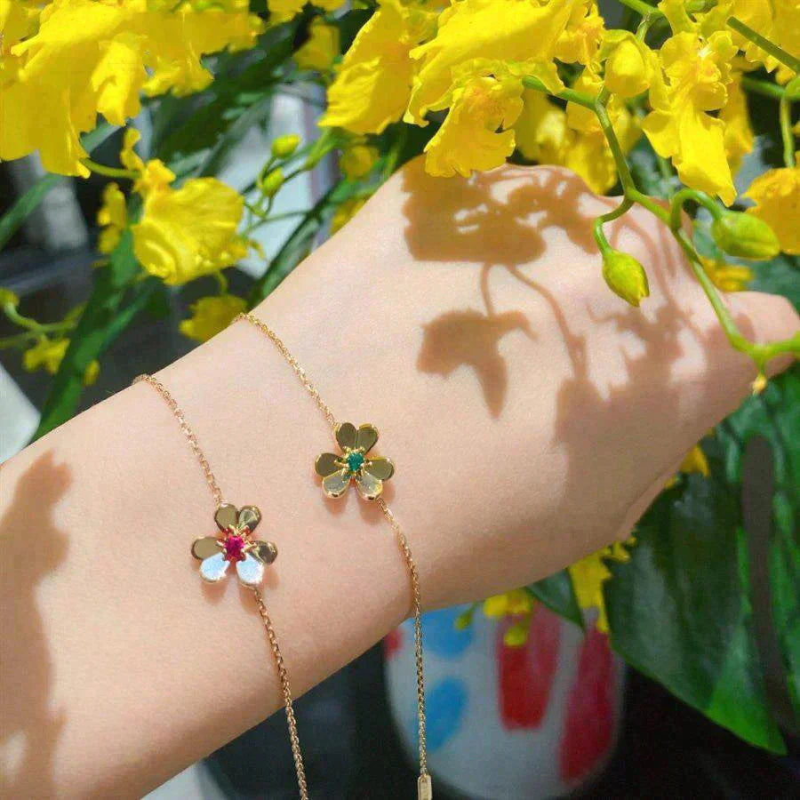 [Rosla Jewelry]FRIVOLE GOLD FLOWER PINK MALACHITE BRACELET