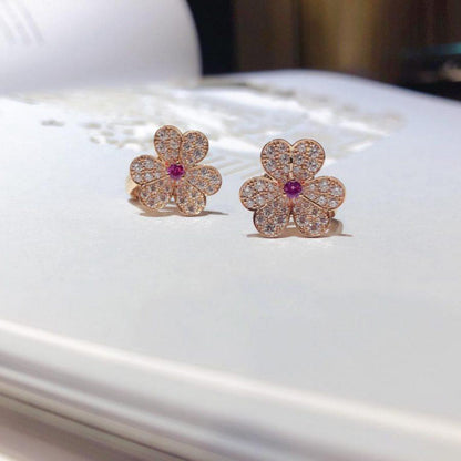 [Rosla Jewelry]FRIVOLE PINK GOLD FLOWER DIAMOND EARRINGS