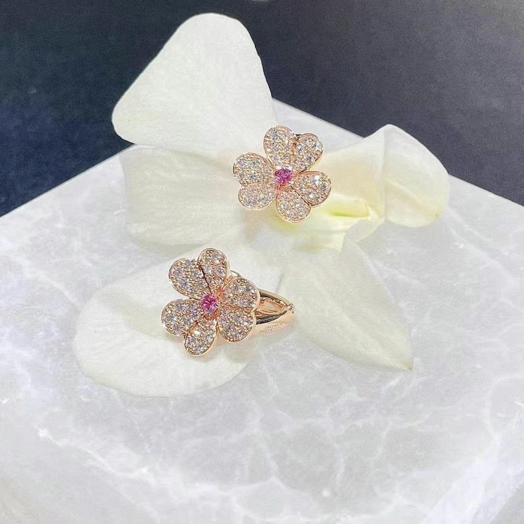 [Rosla Jewelry]FRIVOLE PINK GOLD FLOWER DIAMOND EARRINGS