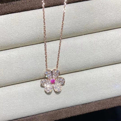 [Rosla Jewelry]FRIVOLE ROSE GOLD FLOWER DIAMOND NECKLACE