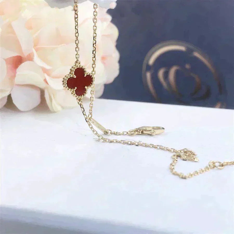 [Rosla Jewelry]CLOVER  CARNELIAN SINGLE FLOWER BRACELET