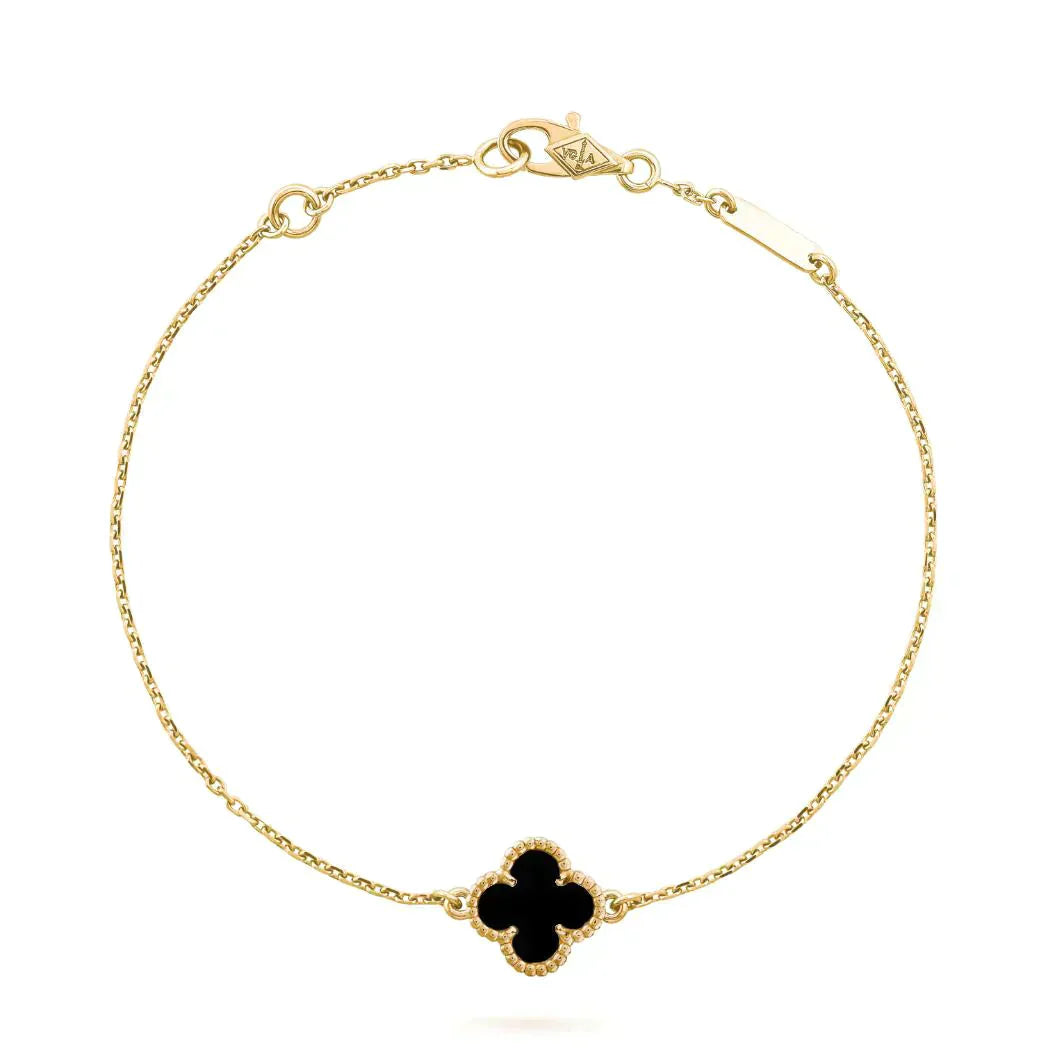 [Rosla Jewelry]CLOVER ONYX SINGLE FLOWER BRACELET