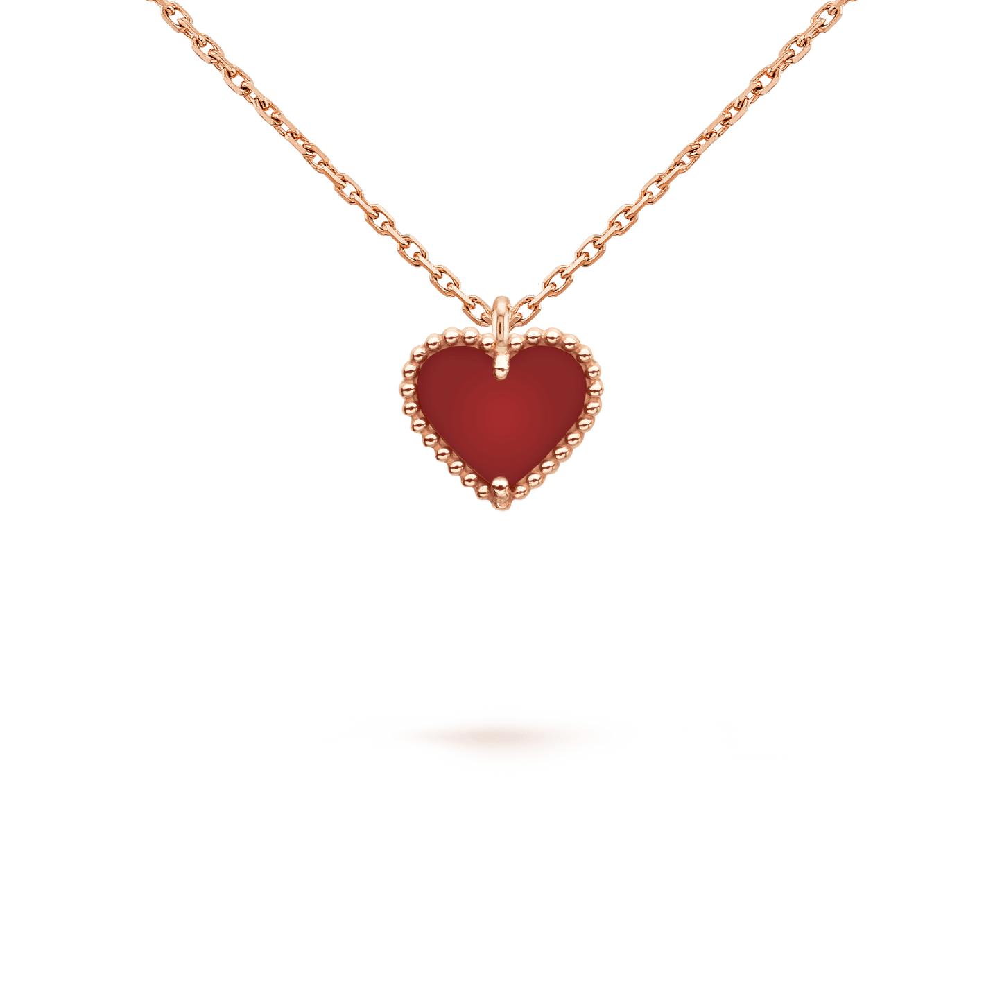 [Rosla Jewelry]SWEET CLOVER CARNELIAN HEART NECKLACE