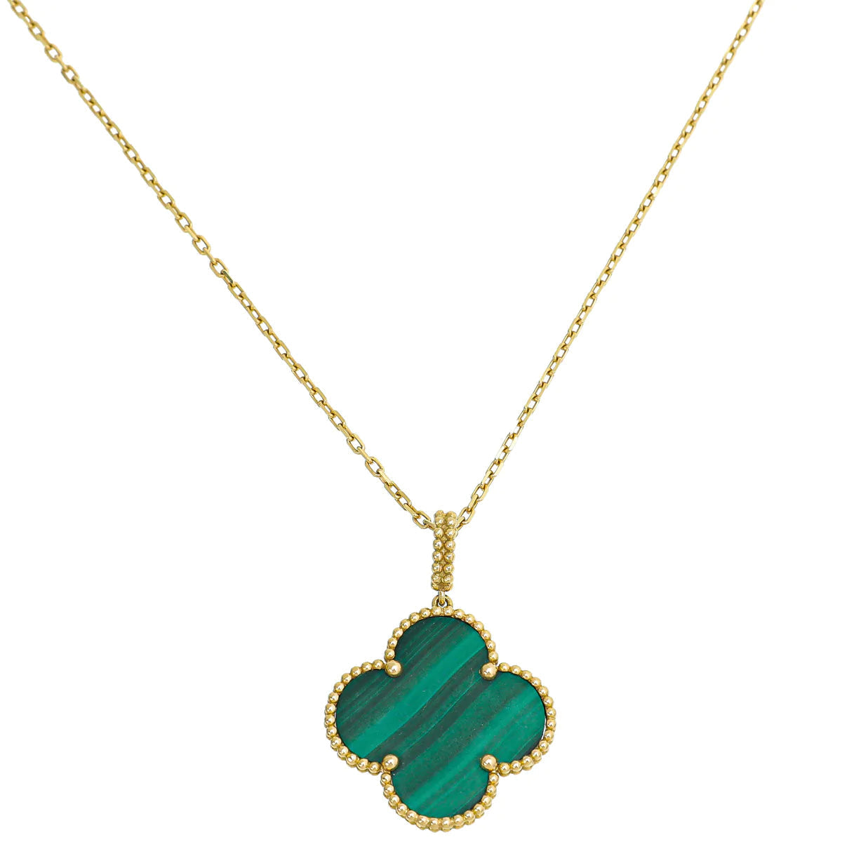 [Rosla Schmuck] KLEEBLATT 25MM MALACHIT GOLD HALSKETTE