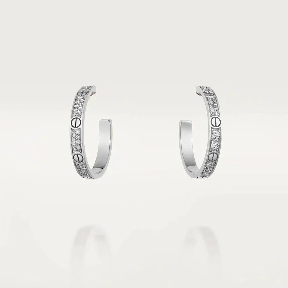 [Rosla Jewelry]LOVE DIAMOND SILVER HOOP EARRINGS