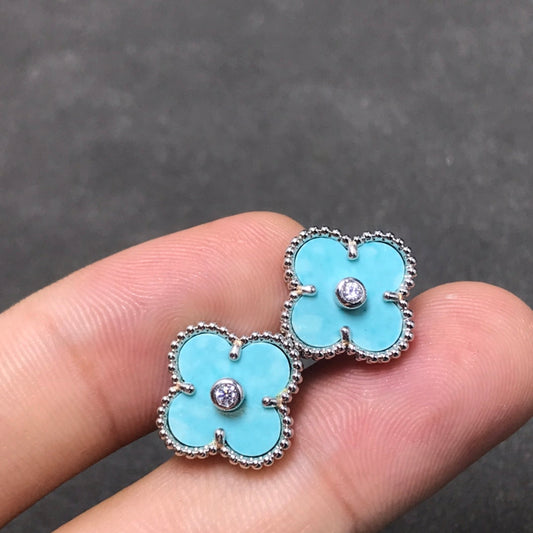 [Rosla Jewelry]CLOVER 1 DIAMOND BLUE SKY SILVER EARRINGS