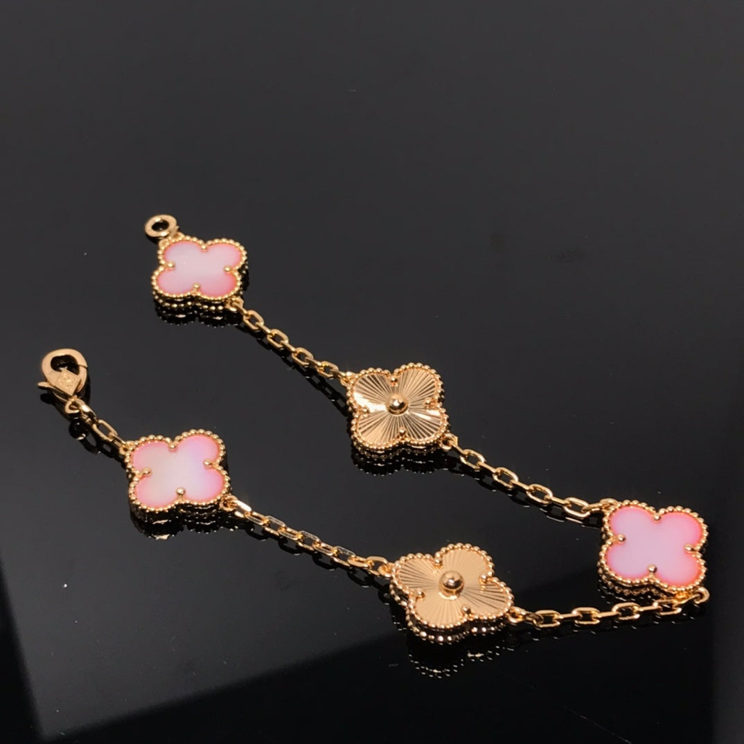 [Rosla Jewelry]CLOVER BRACELET 5 MOTIF PINK AND PINK GOLD