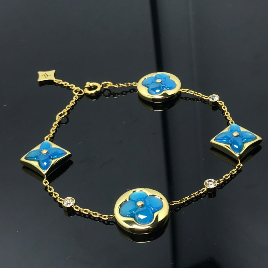 [Rosla Jewelry]STAR AND SUN 4 MOTIF BLUE BRACELET