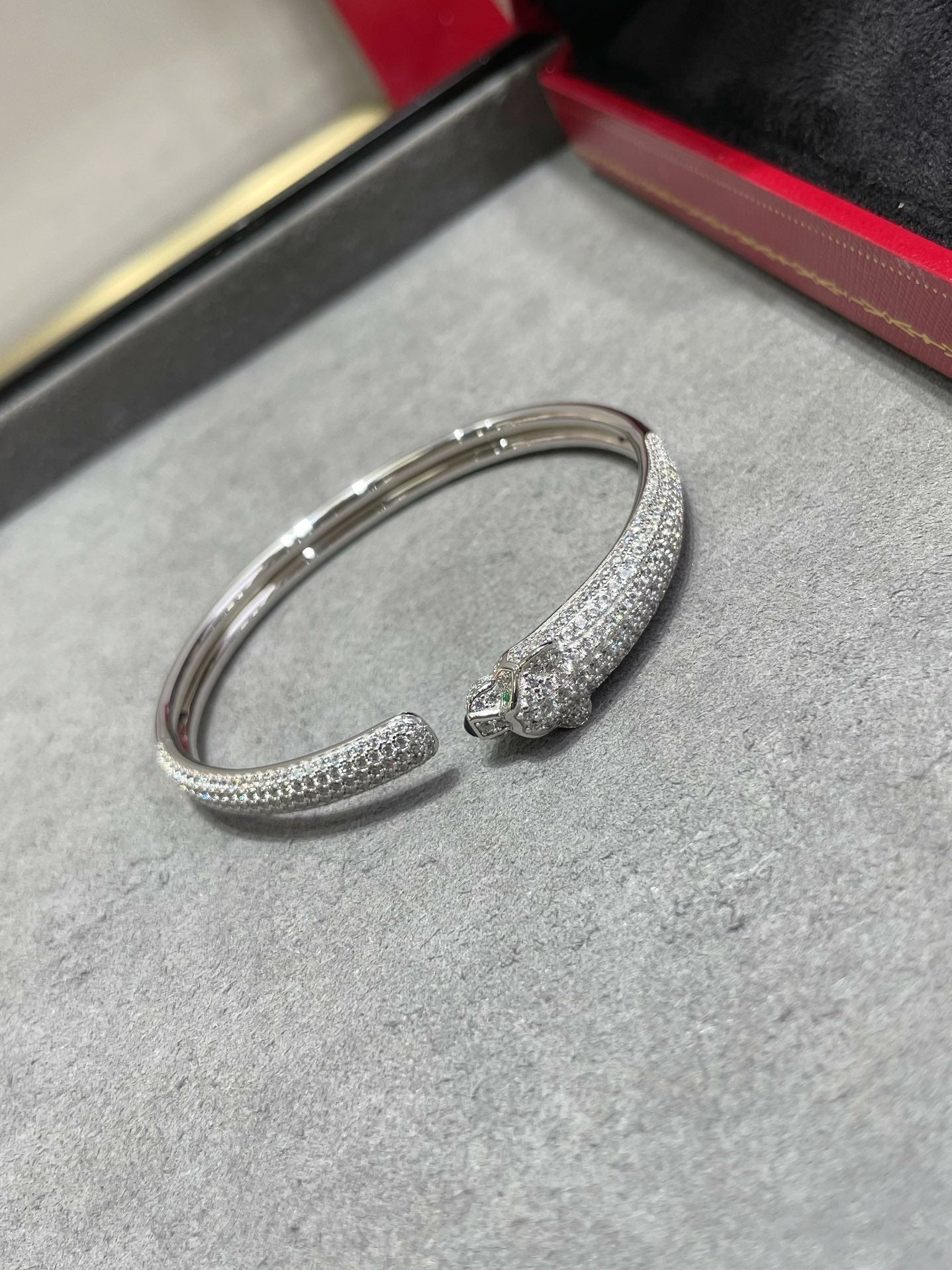 [Rosla Jewelry]PANTHERE FULL DIAMOND OPEN BRACELET