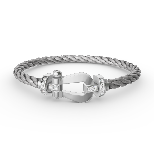 [Rosla Jewelry]FORCE LARGE HORSESHOE HALF DIAMOND BRACELET SILVER