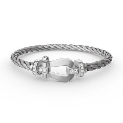 [Rosla Jewelry]FORCE LARGE HORSESHOE HALF DIAMOND BRACELET SILVER