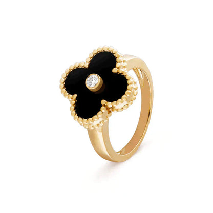 [Rosla Jewelry]CLOVER ONYX RING GOLD DIAMOND